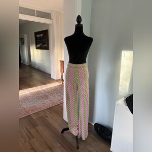 House of Harlow 1960 wide leg pink and green knit retro style pants